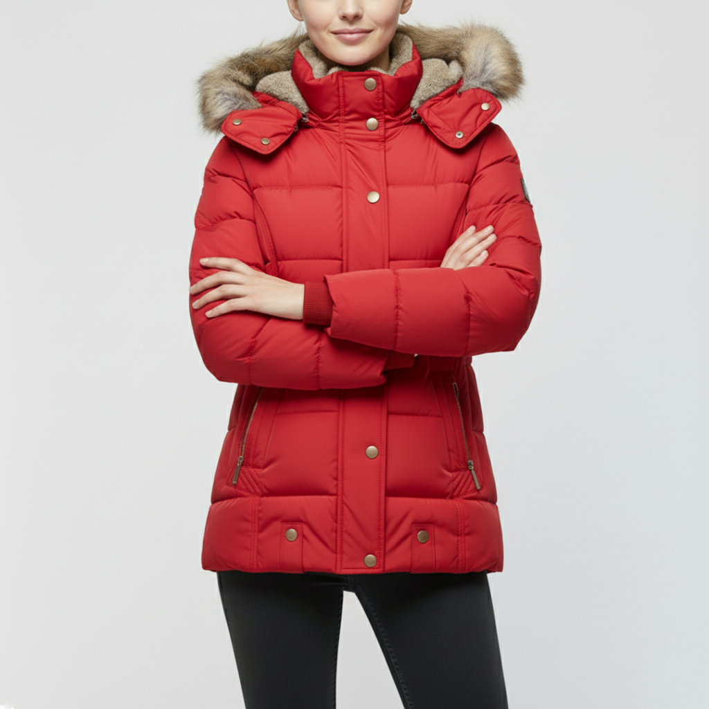 Women’s Insulated Faux-Fur Hooded Winter Jacket – Protective Quilted Layer for Cold-Weather Days
