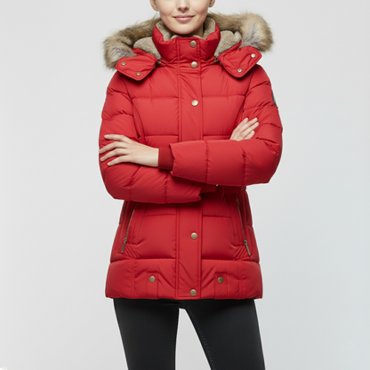 Women’s Insulated Faux-Fur Hooded Winter Jacket – Protective Quilted Layer for Cold-Weather Days