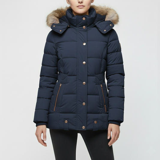 Women’s Insulated Faux-Fur Hooded Winter Jacket – Protective Quilted Layer for Cold-Weather Days