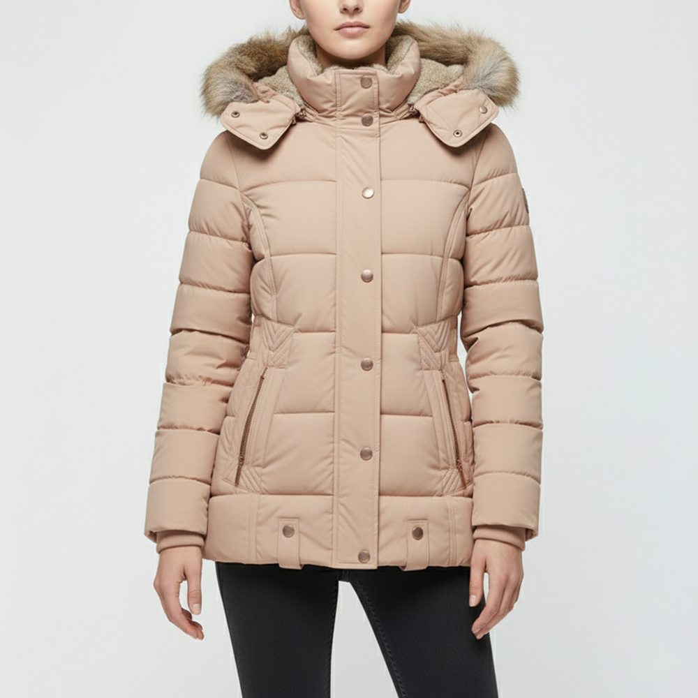 Women’s Insulated Faux-Fur Hooded Winter Jacket – Protective Quilted Layer for Cold-Weather Days