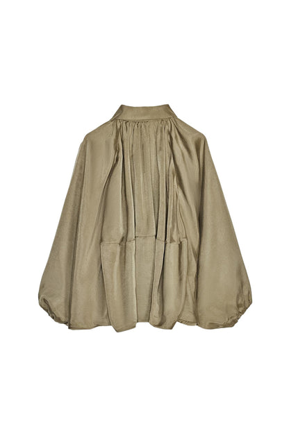 Women’s Draped Bomber Jacket – Gathered Zip-Front Layer for Spring and Autumn