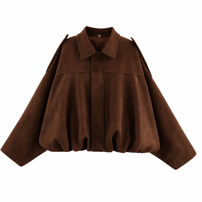 Women’s Oversized Bomber Jacket – Relaxed Shirt-Collar Layer for Autumn and Winter