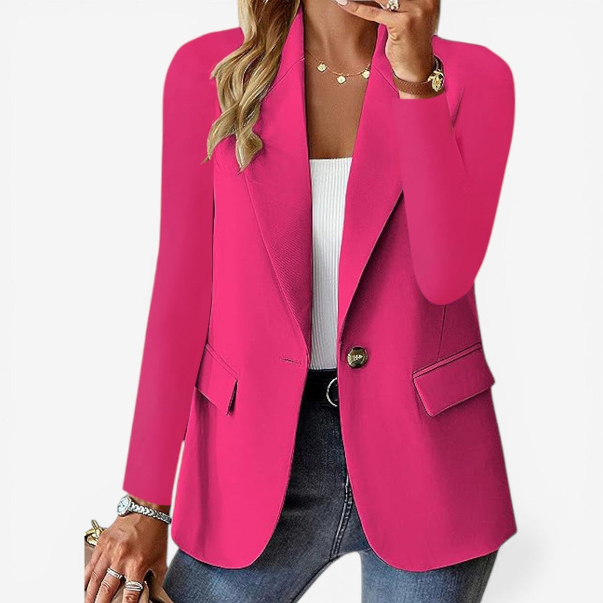 Women’s Structured Lapel Blazer – Refined Single-Button Layer for Office and Smart Casual Wear