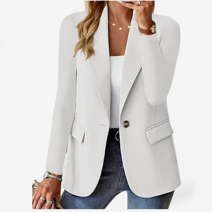 Women’s Structured Lapel Blazer – Refined Single-Button Layer for Office and Smart Casual Wear