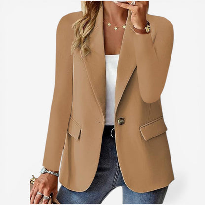 Women’s Structured Lapel Blazer – Refined Single-Button Layer for Office and Smart Casual Wear