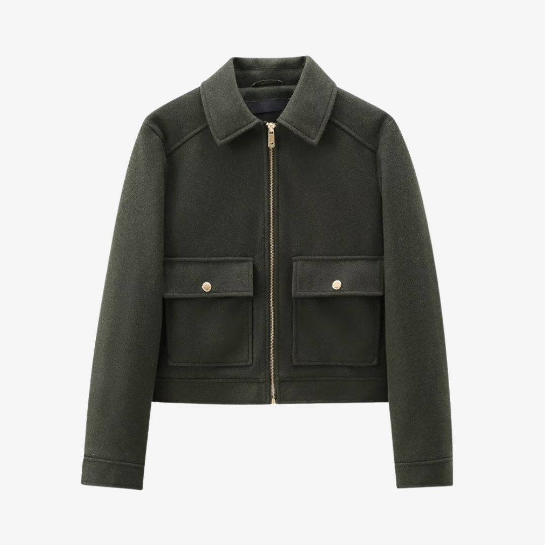 Women’s Cropped Zip Jacket – Structured Utility Layer for Autumn and Winter