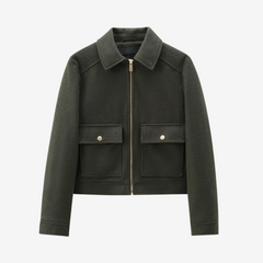 Women’s Cropped Zip Jacket – Structured Utility Layer for Autumn and Winter
