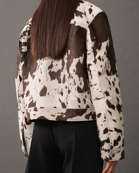Women’s Printed Trucker Jacket – Button-Front Casual Layer for Spring and Autumn