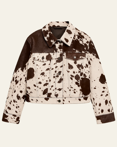 Women’s Printed Trucker Jacket – Button-Front Casual Layer for Spring and Autumn