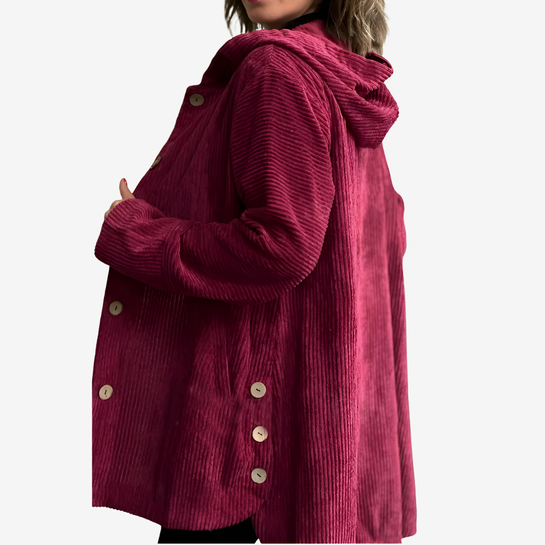 Women’s Longline Hooded Cardigan – Ribbed Button-Front Knit for Autumn and Winter