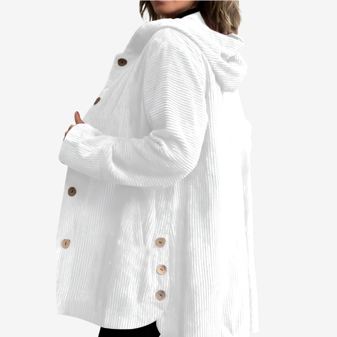 Women’s Longline Hooded Cardigan – Ribbed Button-Front Knit for Autumn and Winter
