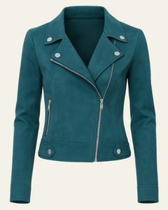 Women’s Tailored Moto Jacket – Asymmetric Zip Layer for Spring and Autumn