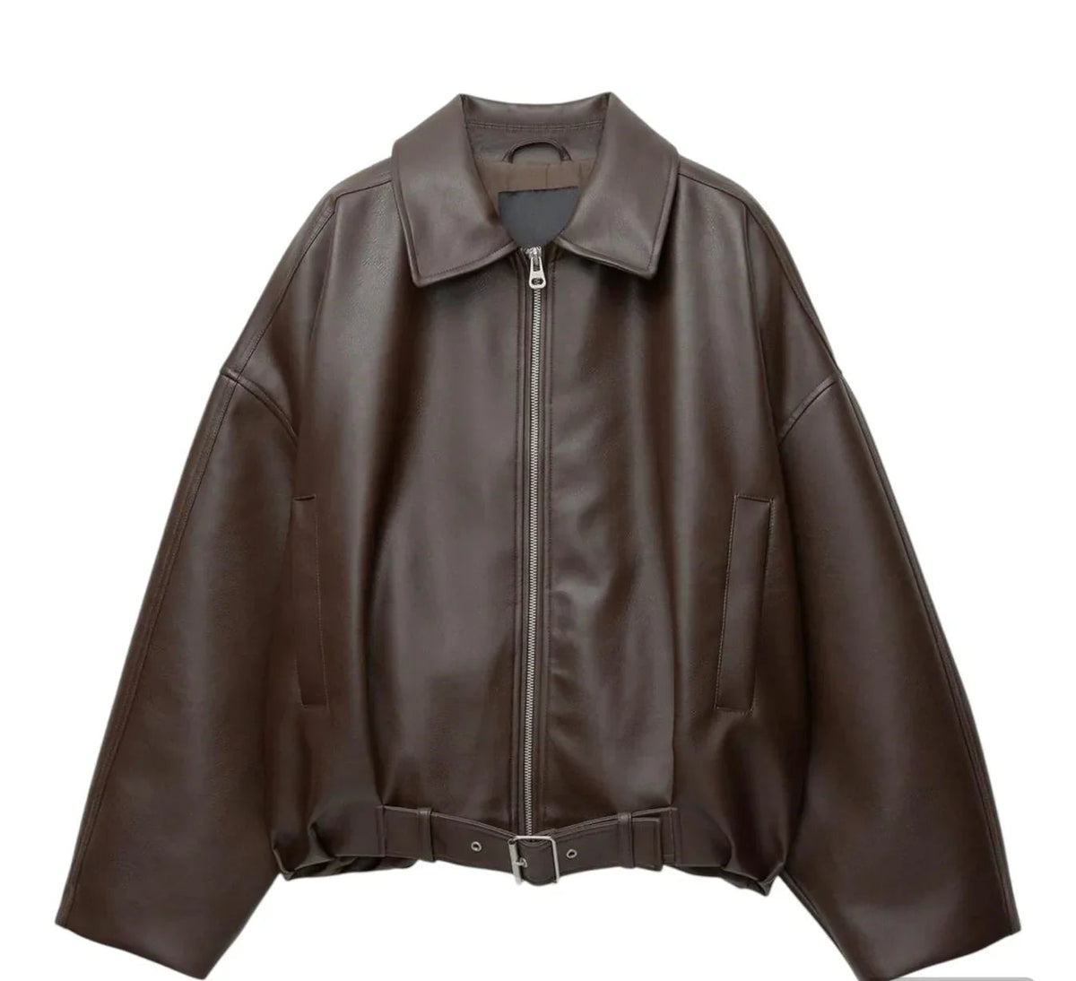 Women’s Belted Bomber Jacket – Oversized Zip-Front Layer for Spring and Autumn