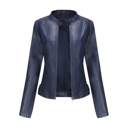 Women’s Fitted Moto Jacket – Zip-Front Biker Layer for Spring and Autumn