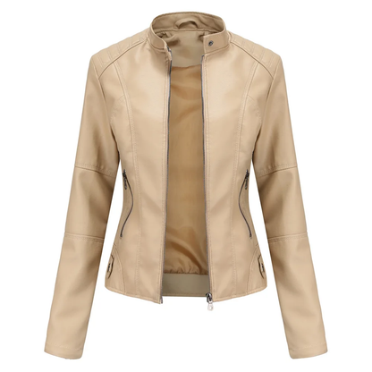 Women’s Fitted Moto Jacket – Zip-Front Biker Layer for Spring and Autumn
