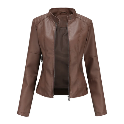 Women’s Fitted Moto Jacket – Zip-Front Biker Layer for Spring and Autumn