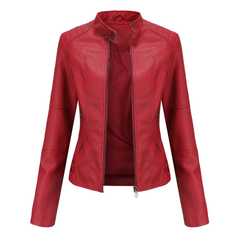 Women’s Fitted Moto Jacket – Zip-Front Biker Layer for Spring and Autumn