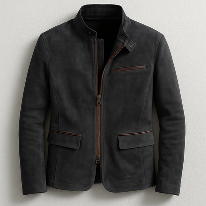 Men’s Zip-Up Stand-Collar Jacket – Tailored Smart Casual Layer for Autumn and Winter