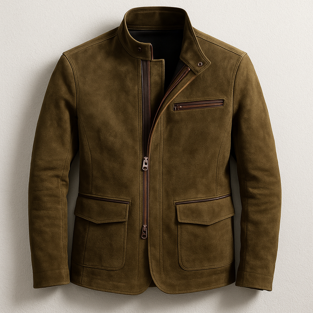 Men’s Zip-Up Stand-Collar Jacket – Tailored Smart Casual Layer for Autumn and Winter