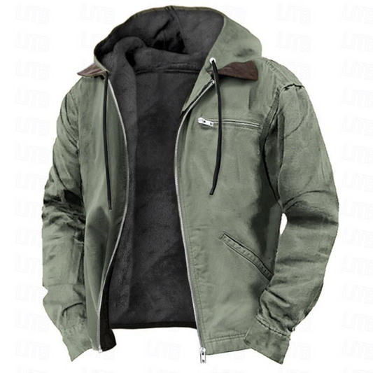 Men’s Removable-Hood Winter Jacket – Warm Full-Zip Layer for Autumn and Winter