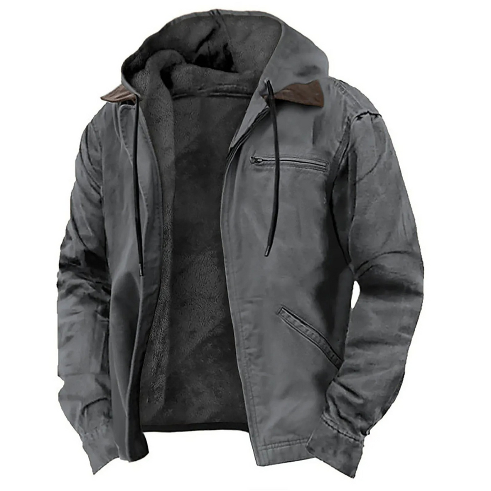 Men’s Removable-Hood Winter Jacket – Warm Full-Zip Layer for Autumn and Winter