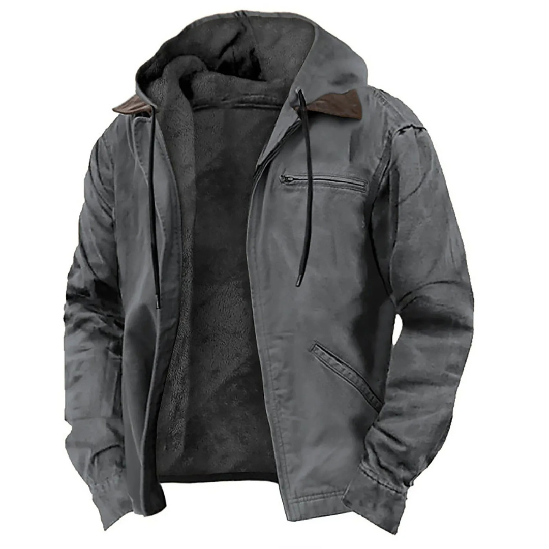 Men’s Removable-Hood Winter Jacket – Warm Full-Zip Layer for Autumn and Winter