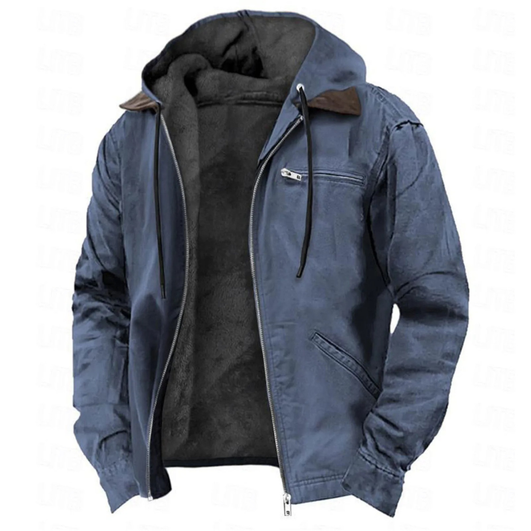 Men’s Removable-Hood Winter Jacket – Warm Full-Zip Layer for Autumn and Winter