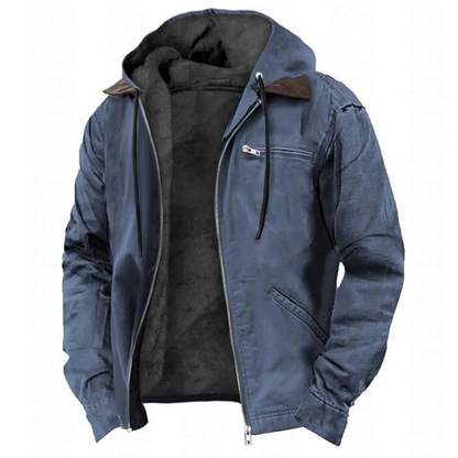 Men’s Removable-Hood Winter Jacket – Warm Full-Zip Layer for Autumn and Winter