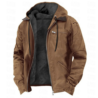 Men’s Removable-Hood Winter Jacket – Warm Full-Zip Layer for Autumn and Winter