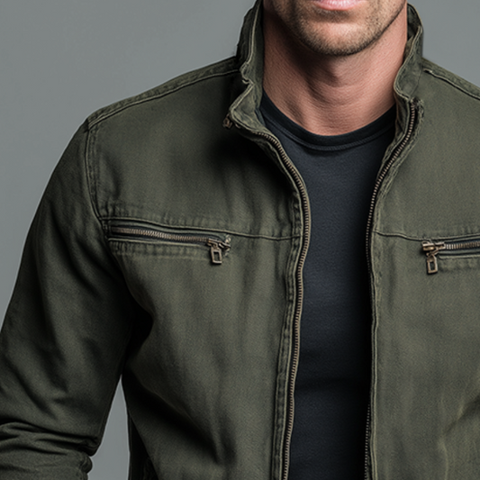 Men’s Vintage Zip Jacket – Stand-Collar Autumn Winter Layer for Everyday Wear