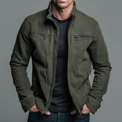 Men’s Vintage Zip Jacket – Stand-Collar Autumn Winter Layer for Everyday Wear