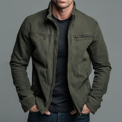 Men’s Vintage Zip Jacket – Stand-Collar Autumn Winter Layer for Everyday Wear