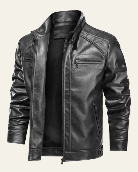 Men’s Stand-Collar Biker Jacket – Zip-Up Autumn Winter Layer for Casual Wear