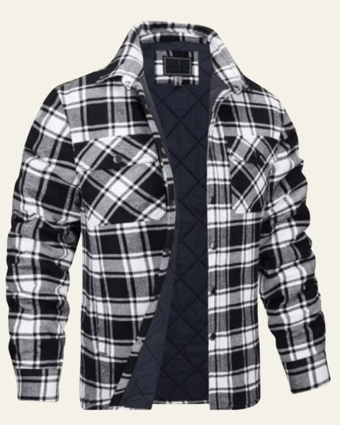 Men’s Checked Shirt Jacket – Warm Snap-Front Layer for Autumn and Winter