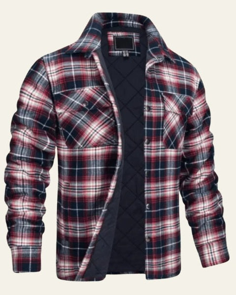 Men’s Checked Shirt Jacket – Warm Snap-Front Layer for Autumn and Winter