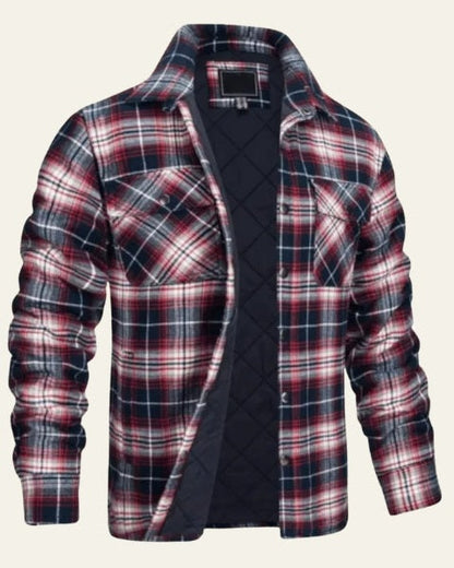 Men’s Checked Shirt Jacket – Warm Snap-Front Layer for Autumn and Winter
