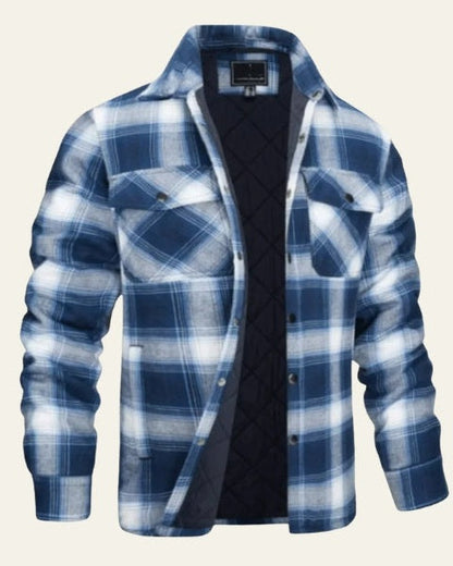 Men’s Checked Shirt Jacket – Warm Snap-Front Layer for Autumn and Winter