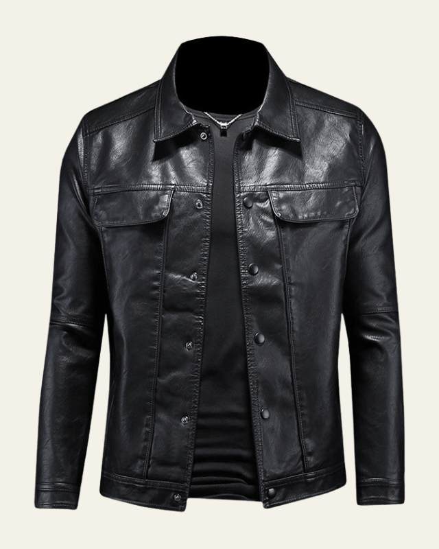 Men’s Snap-Front Biker Jacket – Regular Fit Spring Autumn Layer for Casual Wear