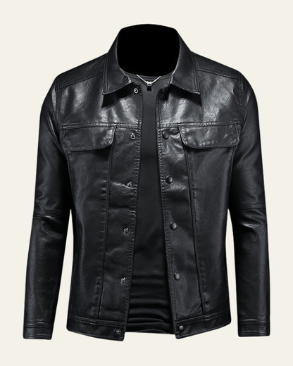 Men’s Snap-Front Biker Jacket – Regular Fit Spring Autumn Layer for Casual Wear