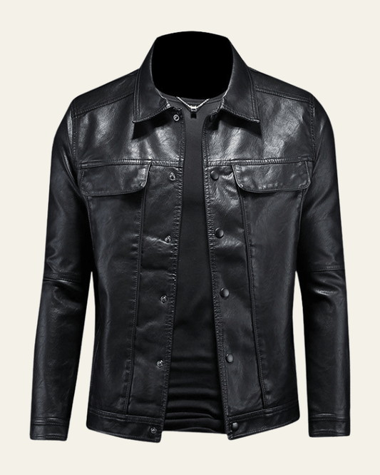 Men’s Snap-Front Biker Jacket – Regular Fit Spring Autumn Layer for Casual Wear