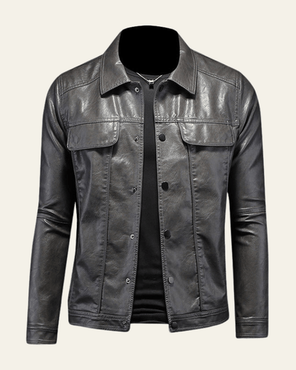 Men’s Snap-Front Biker Jacket – Regular Fit Spring Autumn Layer for Casual Wear