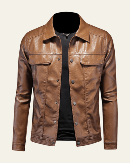 Men’s Snap-Front Biker Jacket – Regular Fit Spring Autumn Layer for Casual Wear
