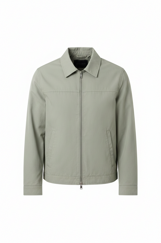 Men’s Zip-Front Harrington Jacket – Lightweight Smart Casual Layer for Spring and Autumn