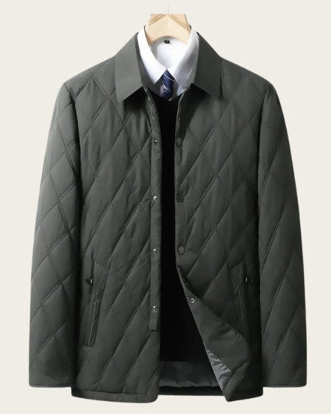 Men’s Quilted Field Jacket – Button-Up Autumn Winter Layer for Smart Casual Wear