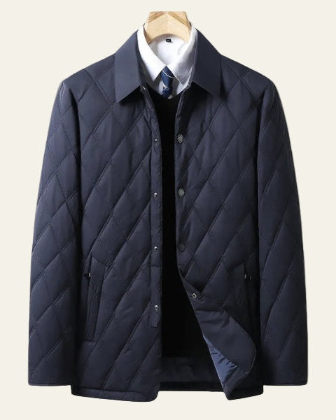 Men’s Quilted Field Jacket – Button-Up Autumn Winter Layer for Smart Casual Wear