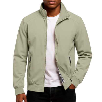 Men’s Stand-Collar Bomber Jacket – Lightweight Spring Autumn Layer for Smart Casual Wear