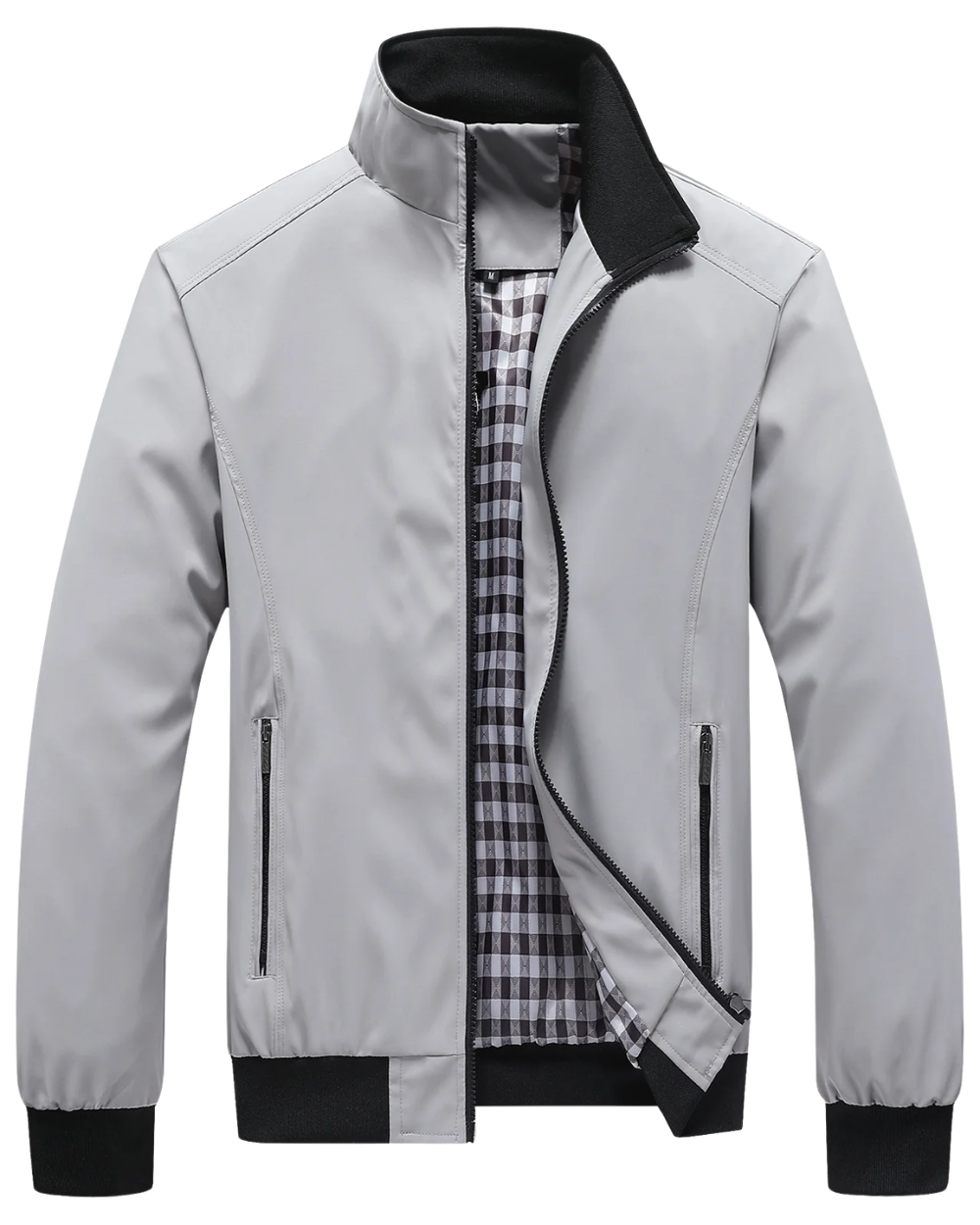 Men’s Stand-Collar Bomber Jacket – Lightweight Spring Autumn Layer for Smart Casual Wear