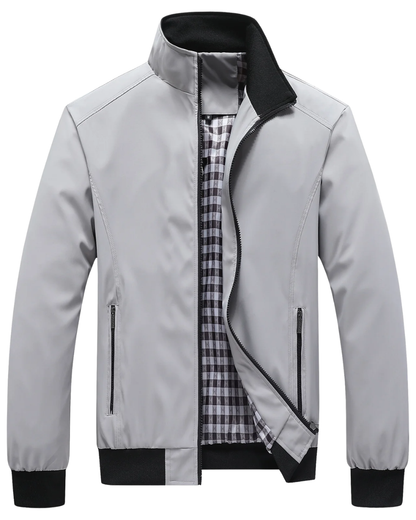 Men’s Stand-Collar Bomber Jacket – Lightweight Spring Autumn Layer for Smart Casual Wear