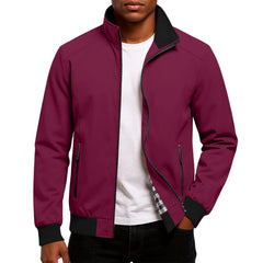 Men’s Stand-Collar Bomber Jacket – Lightweight Spring Autumn Layer for Smart Casual Wear
