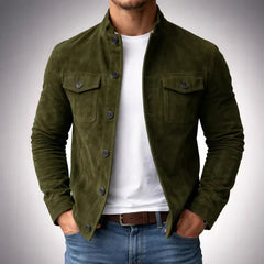 Men’s Stand Collar Button Jacket – Structured Smart Casual Layer for Autumn and Winter